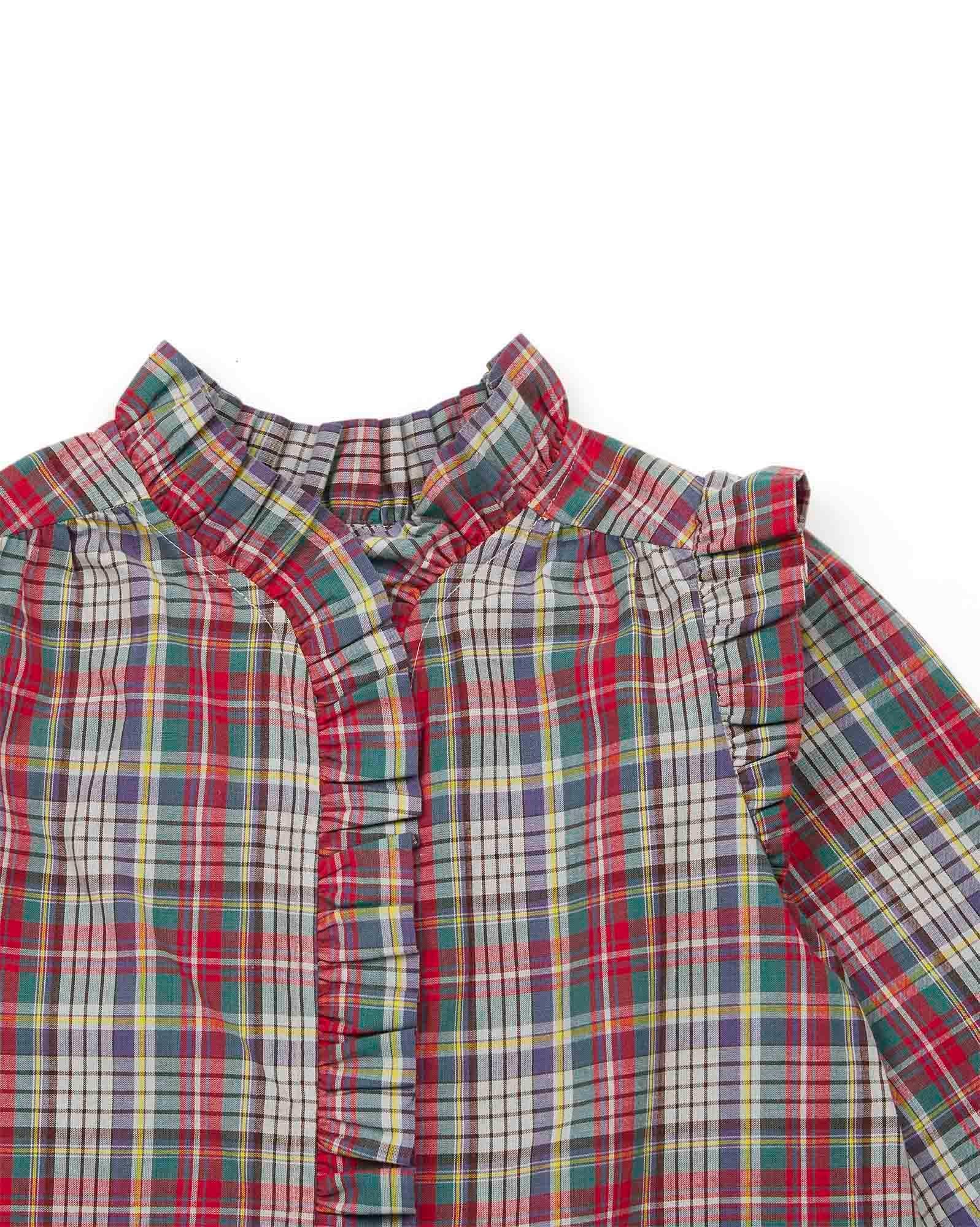 Blouse Dory verte à carreaux en popeline