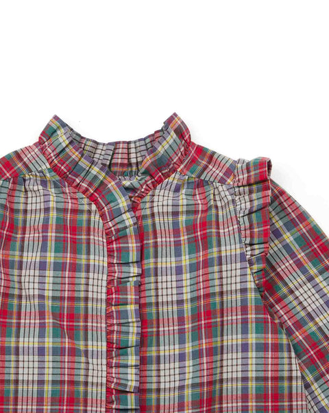 Blouse - Dory verte à carreaux en popeline - Image principale