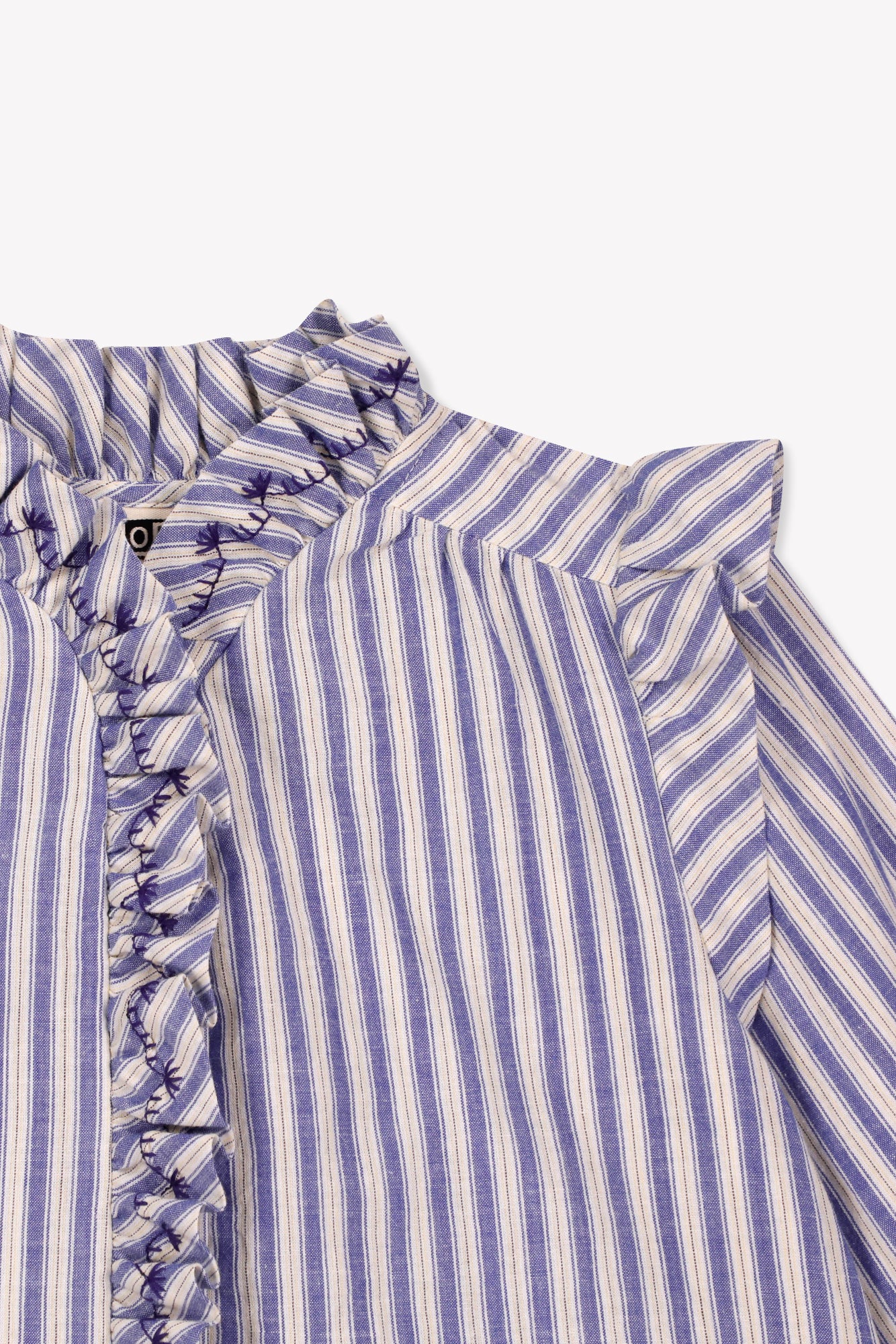 Blouse - Dory écrue voile de coton rayé bleu