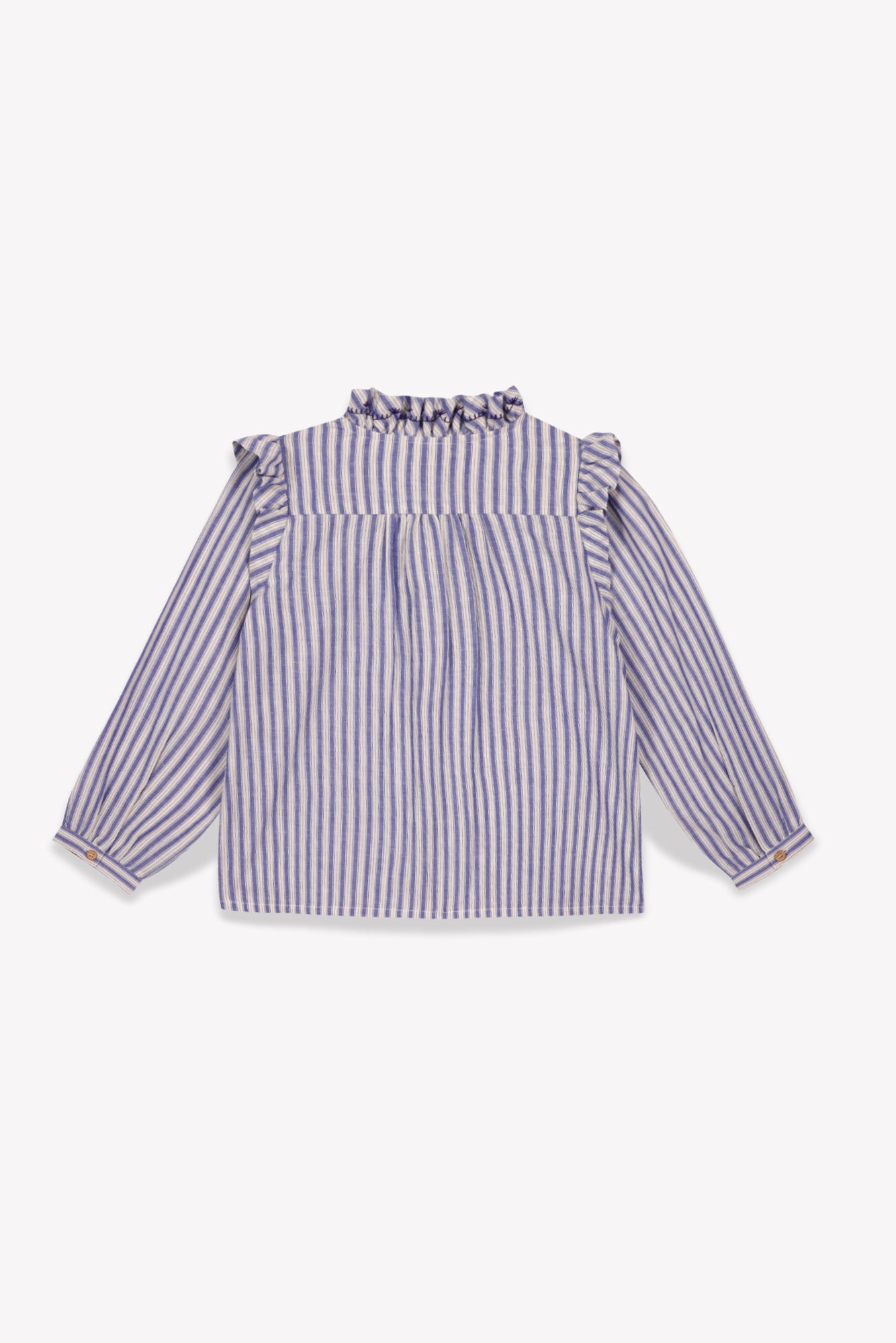 Blouse - Dory écrue voile de coton rayé bleu
