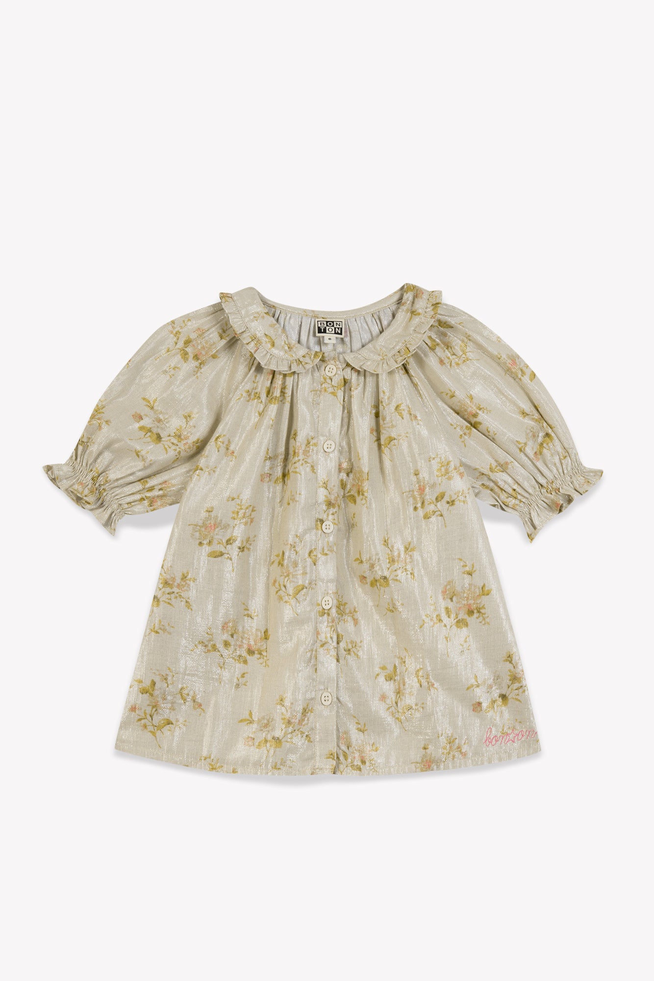 Blouse - Aida rose voile coton lurex imprimée