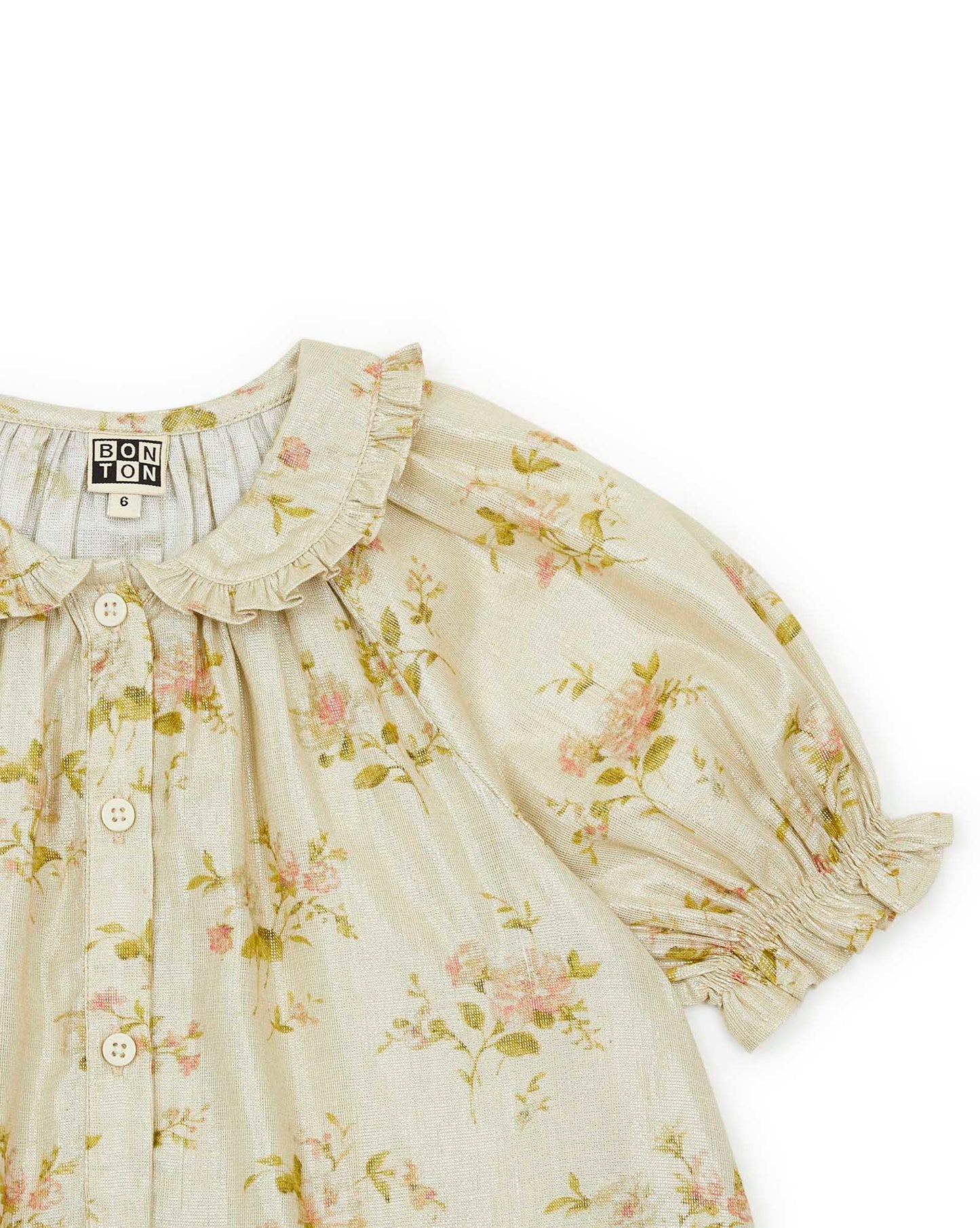 Blouse - Aida rose voile coton lurex imprimée