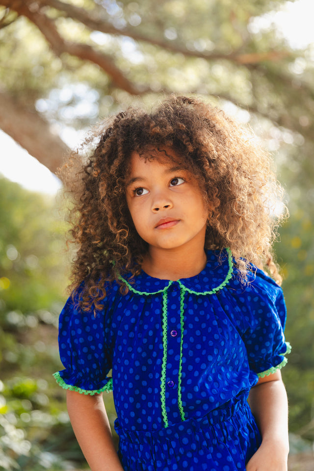 Blouse - Aida Blue Poplin pea cotton - Image principale