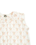 Blouse - Nectarine rose coton façonné imprimé