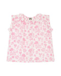 Blouse - Nectarine rose coton façonné imprimé