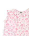 Blouse - Nectarine rose coton façonné imprimé