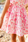 Jupe - Framboise rose coton façonné imprimé Jouy