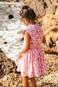 Jupe - Framboise rose coton façonné imprimé Jouy