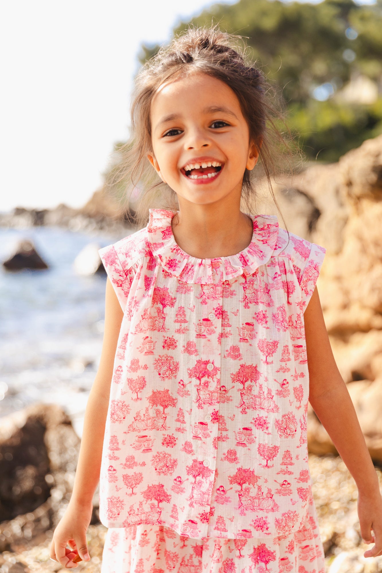 Blouse - nectarine Pink Cotton shaped Print