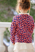 Cardigan - Lilou Blue organic cotton Print heart