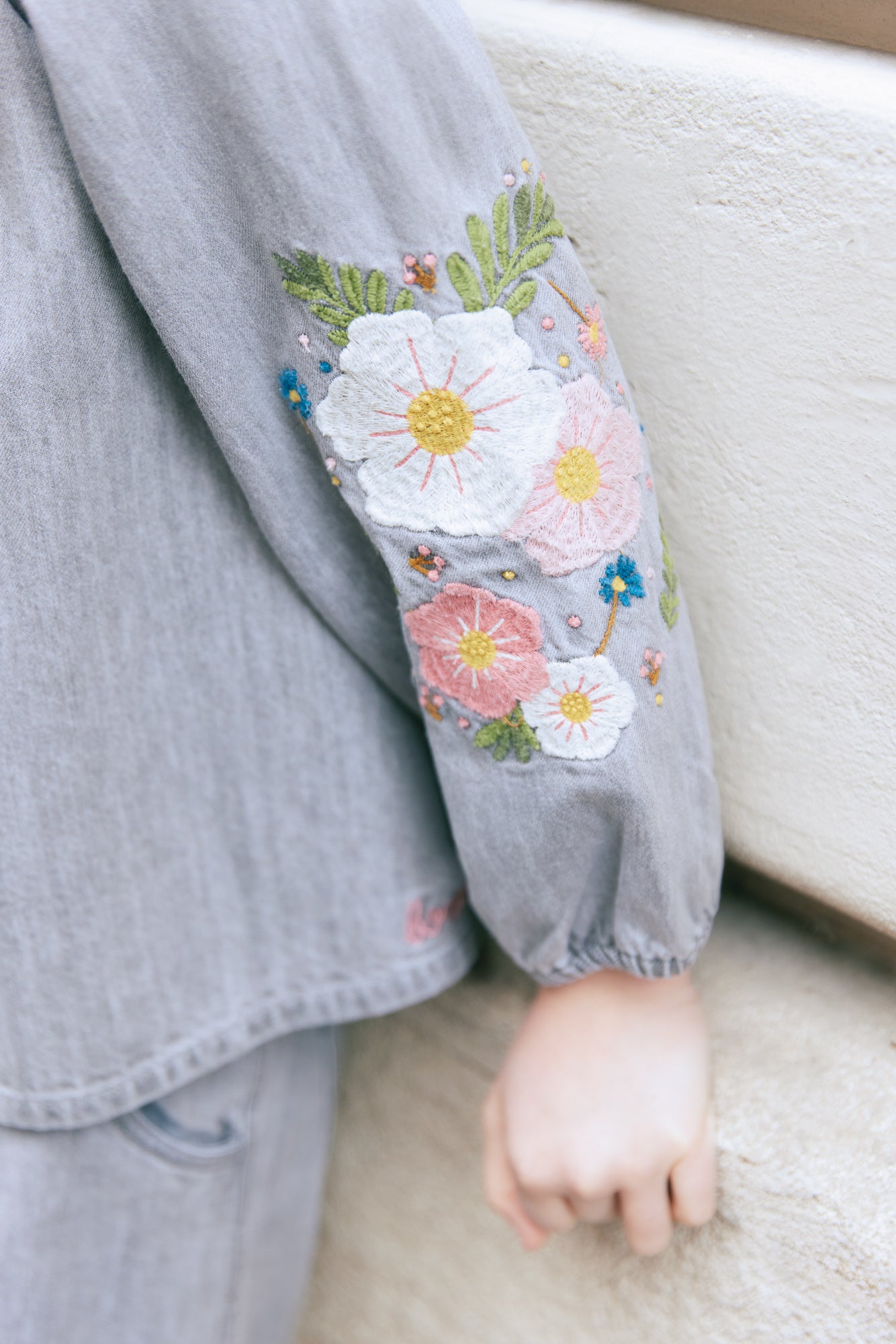 Blouse - Blush chambray gris