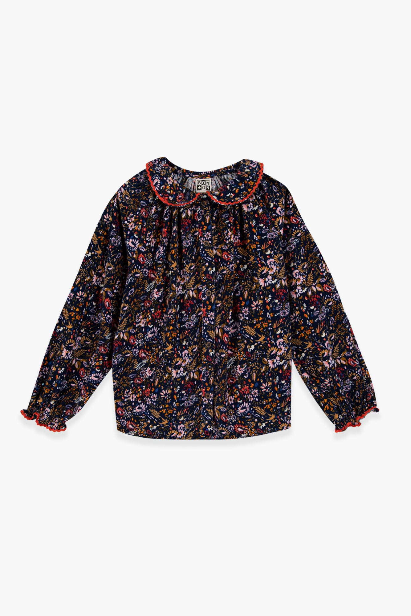 Blouse  - fig Velvet Print October Flower
