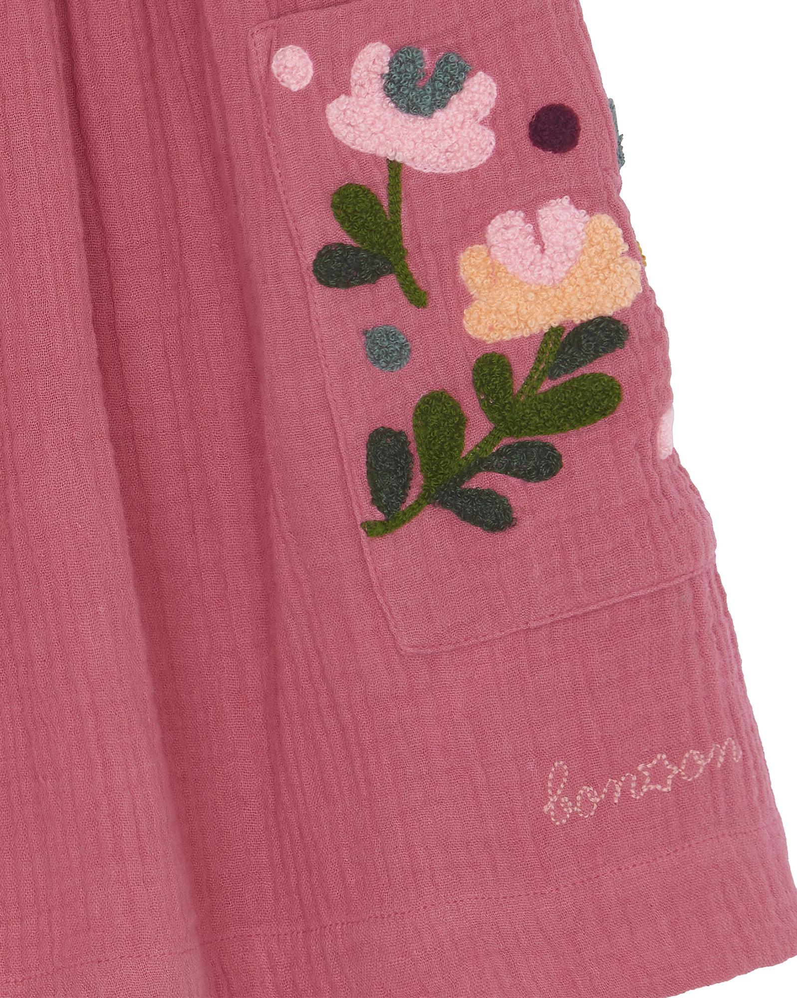 Jupe Ruche rose en double gaze de coton