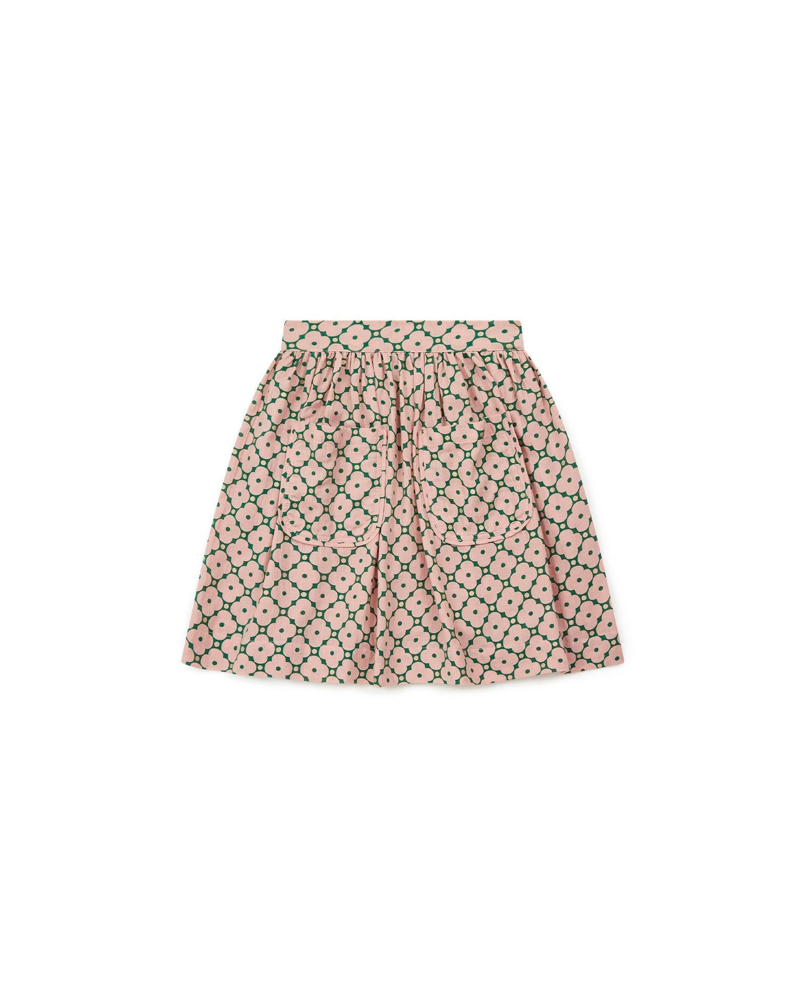 Jupe Hedda rose en coton imprimé géométrique