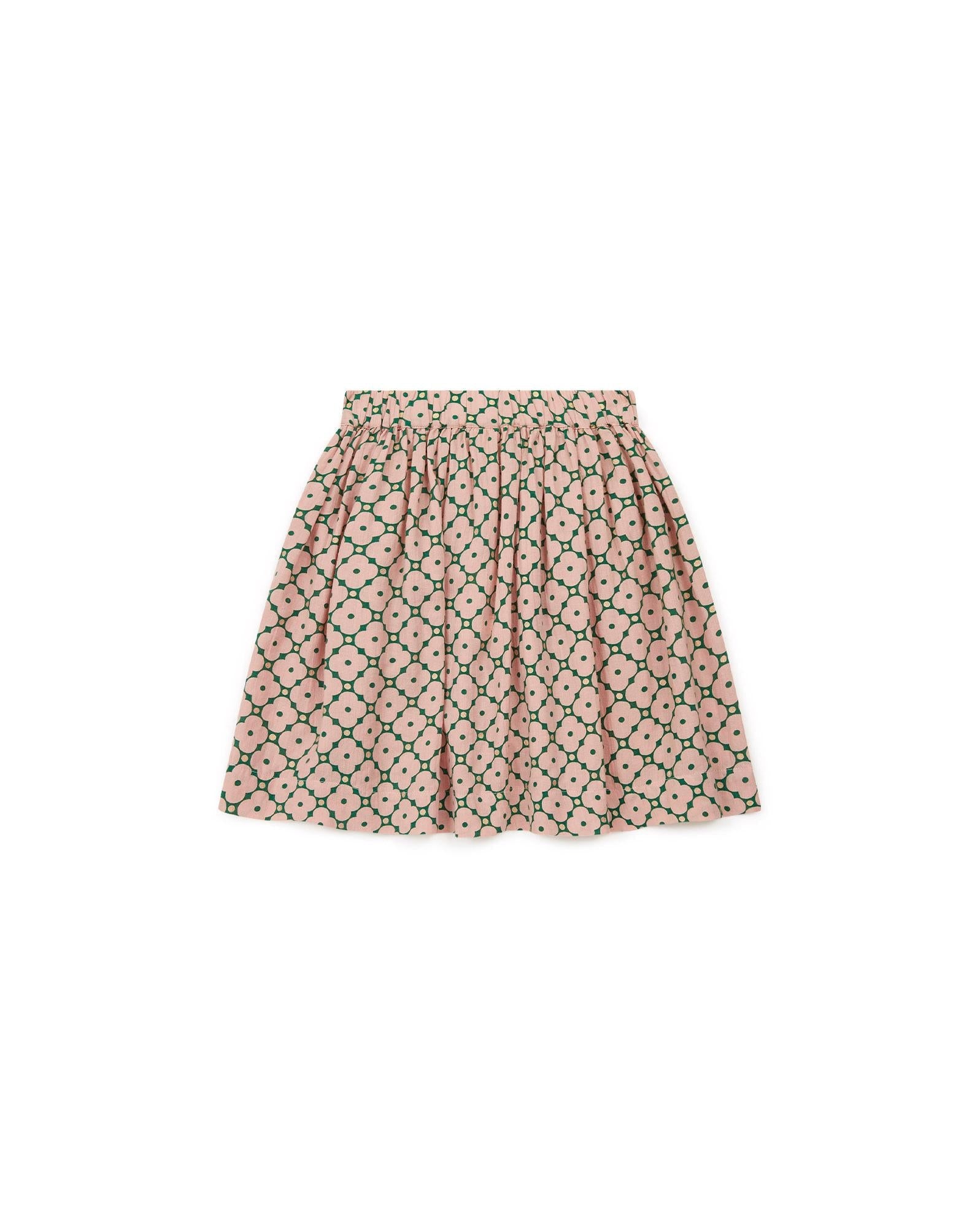 Jupe Hedda rose en coton imprimé géométrique