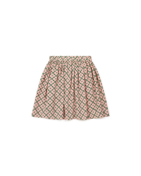 Jupe - Hedda rose en coton imprimé géométrique - Image principale