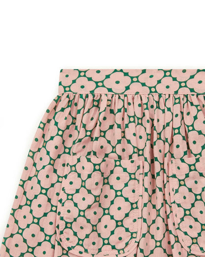 Jupe Hedda rose en coton imprimé géométrique