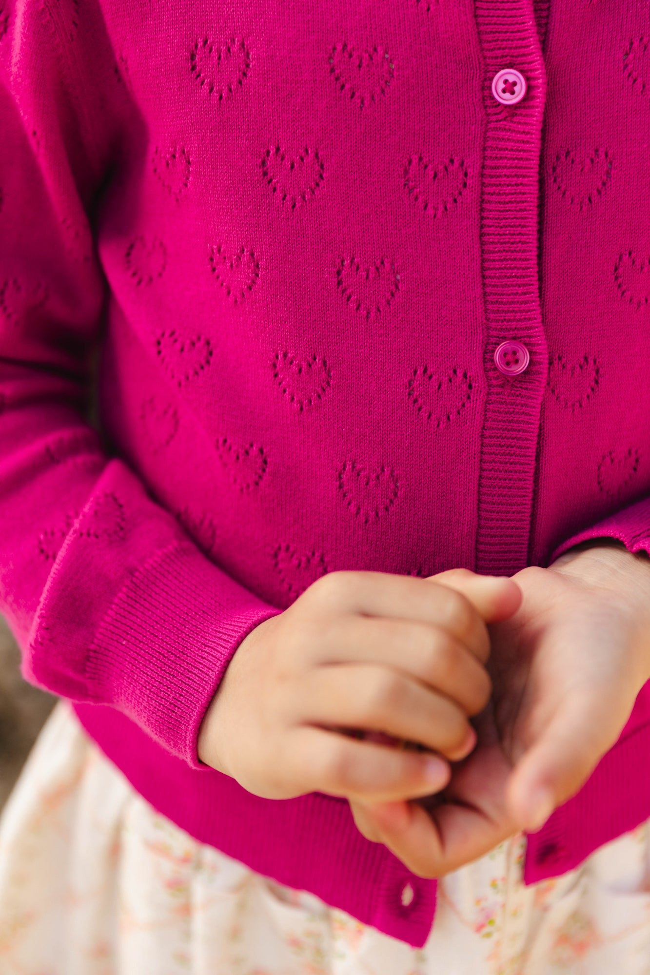 Cardigan - Lilou fuschia coton BCI pointelle