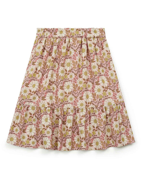Jupe - Denon rose en coton imprimé fleur daisy - Image principale