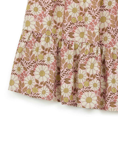 Skirt Denon Pink in cotton Print Daisy flower