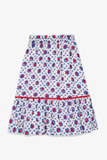 Skirt - Blue cotton veil shaped Print