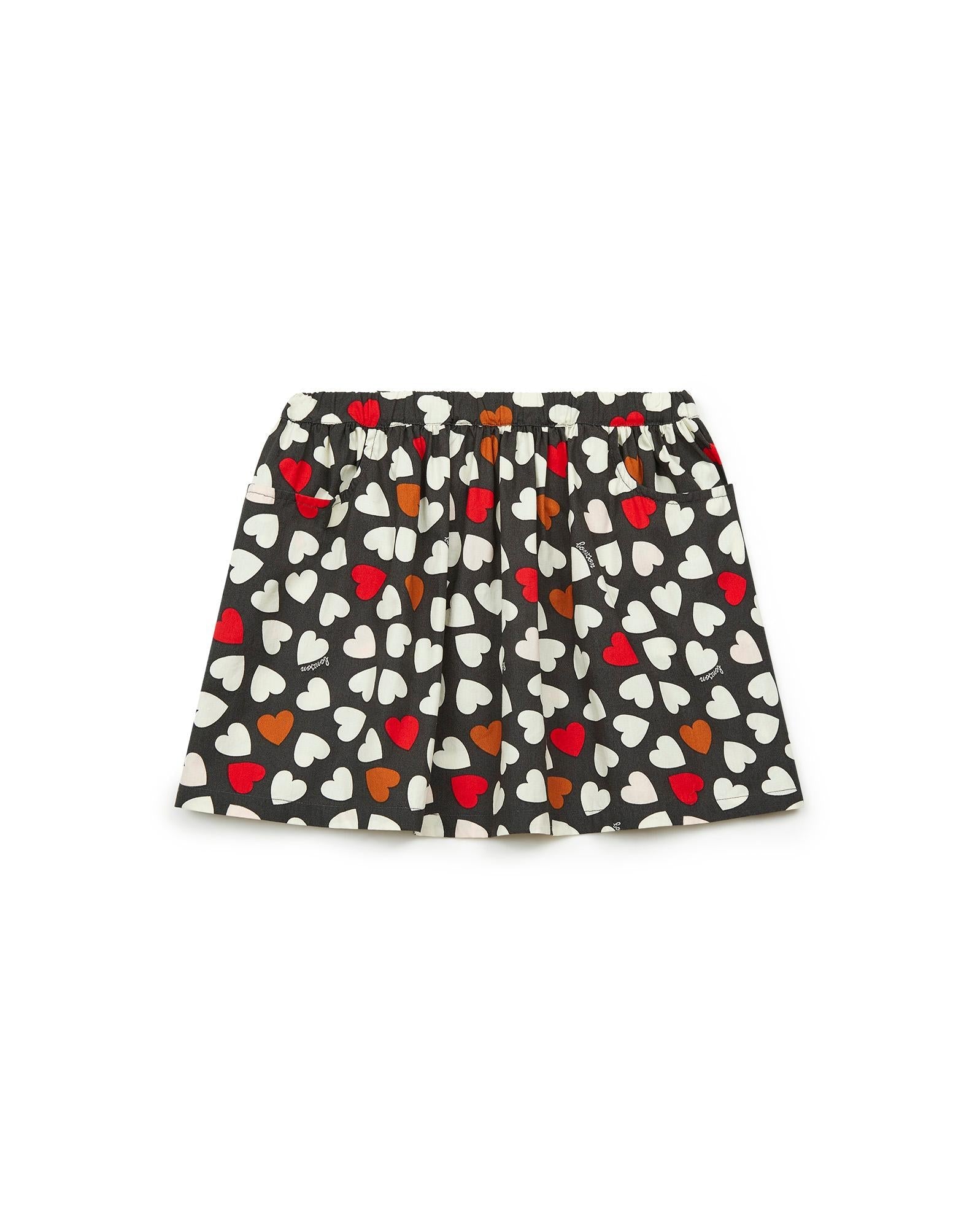 Jupe Dictée bleue à coeur en twill imprimé