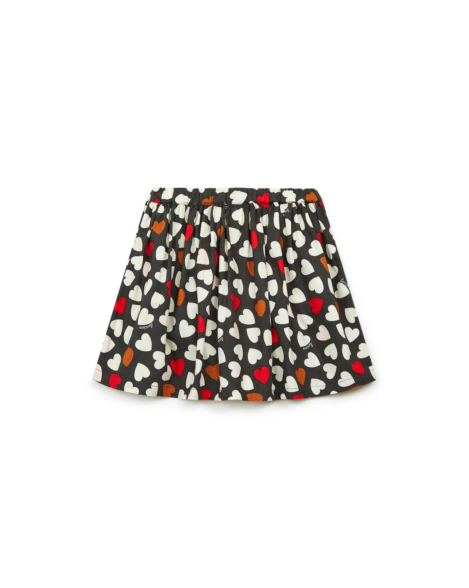 Jupe Dictée bleue à coeur en twill imprimé