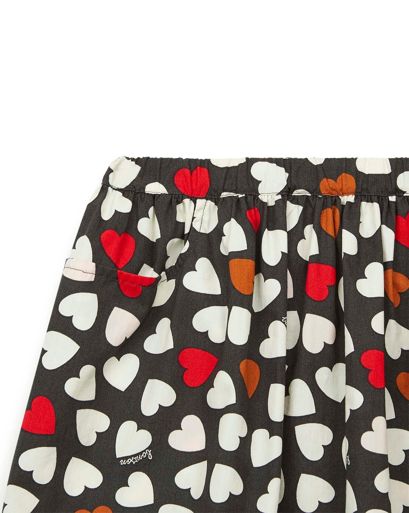 Jupe Dictée bleue à coeur en twill imprimé