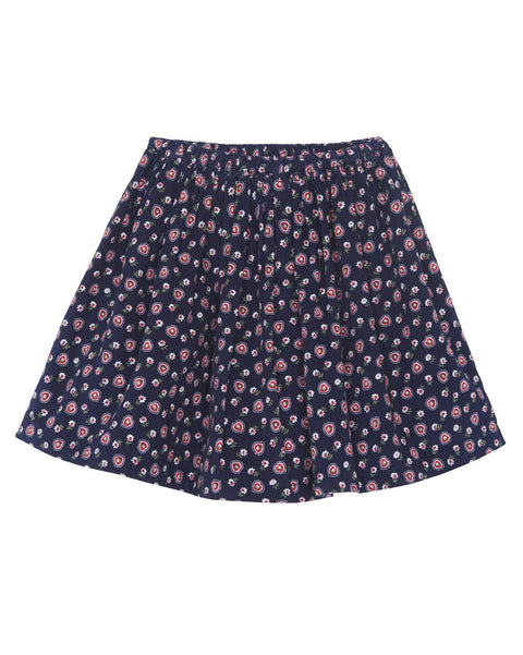 Jupe - Framboise bleue Fille en velours imprimé coeurs - Image principale
