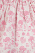 Jupe - Framboise rose coton façonné imprimé Jouy