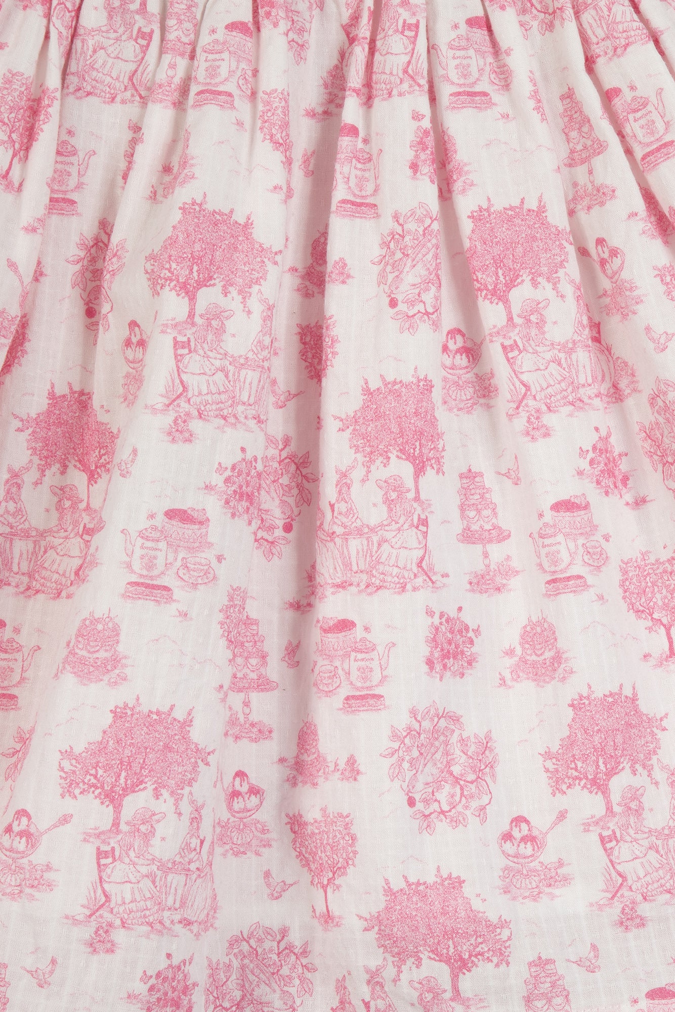 Jupe - Framboise rose coton façonné imprimé Jouy