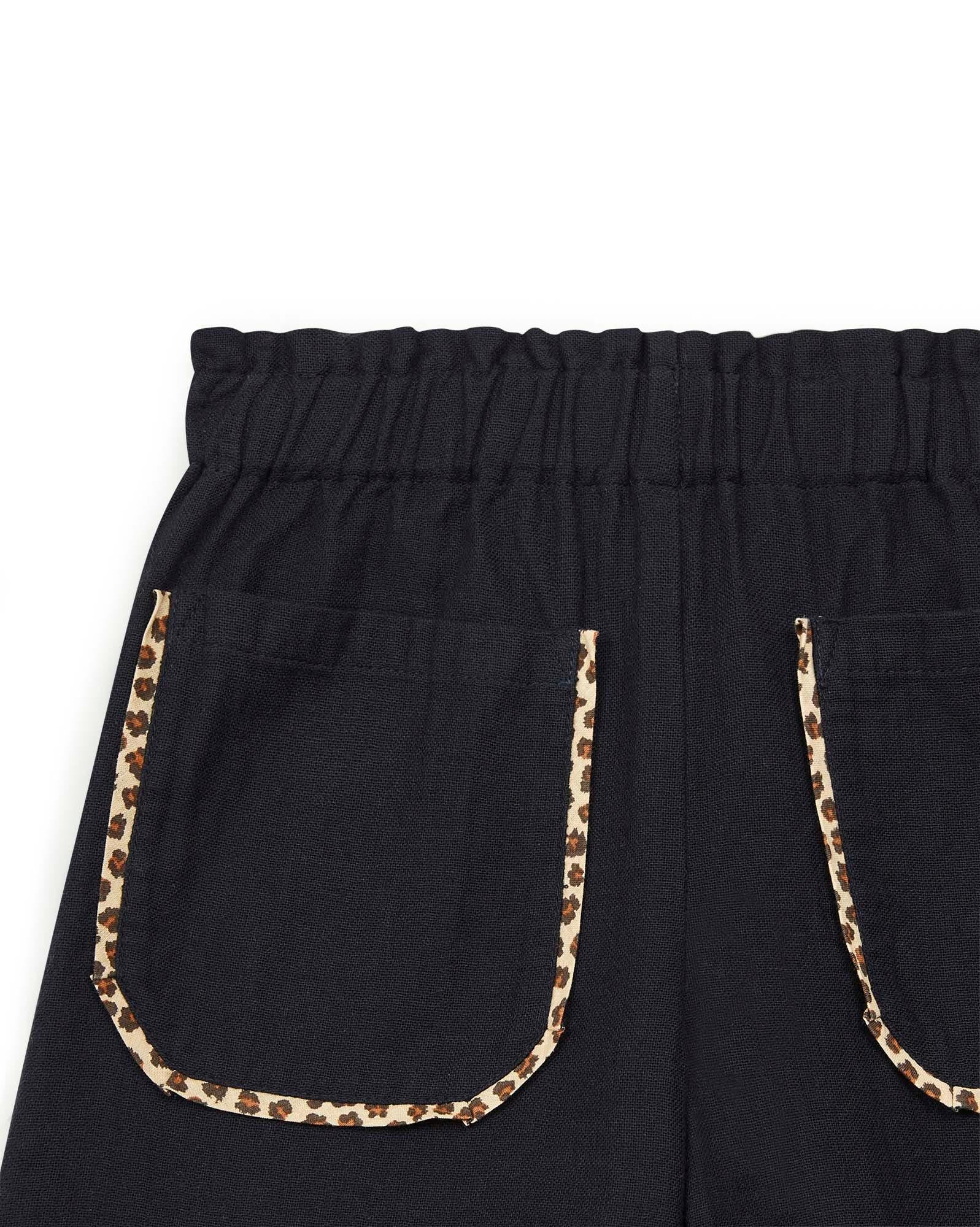 Pantalon Eve noir en coton chevron