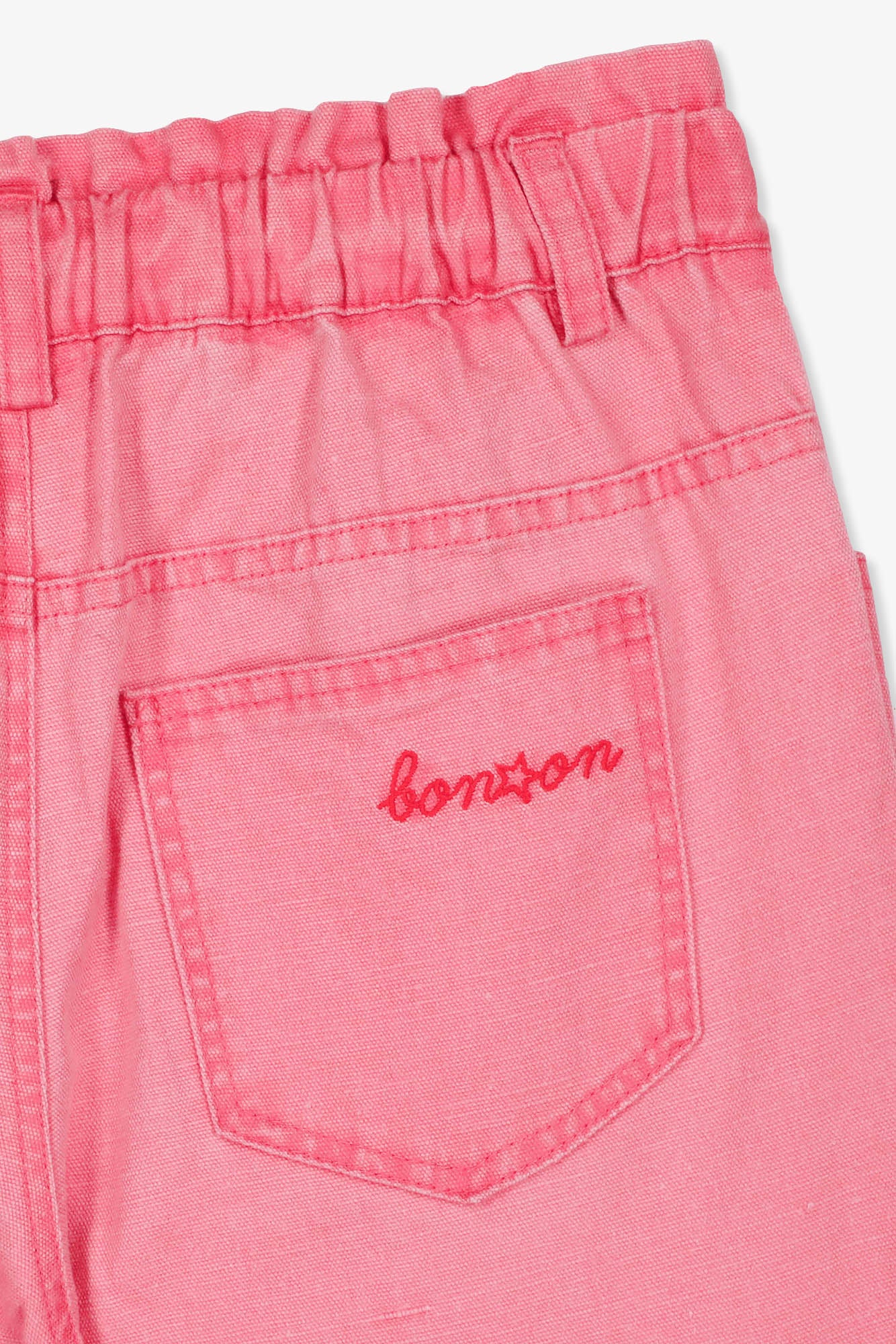 Pantalon - Domino rose toile coton et lin