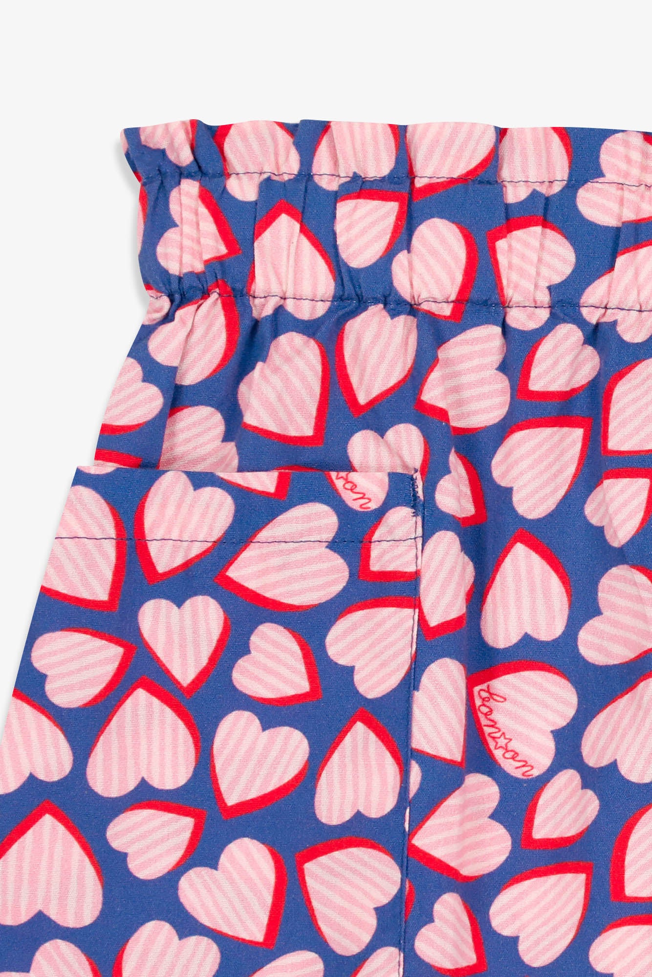 Short - Clovis Blue Poplin cotton Printe heart