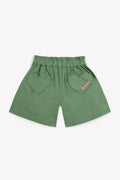 Short - Geek vert toile de coton et lin