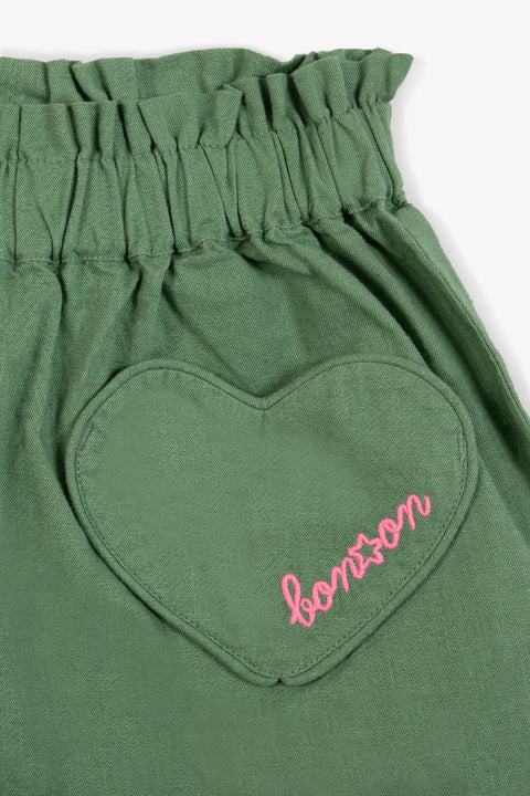Short - Geek Green cotton canvas and linen - Image principale
