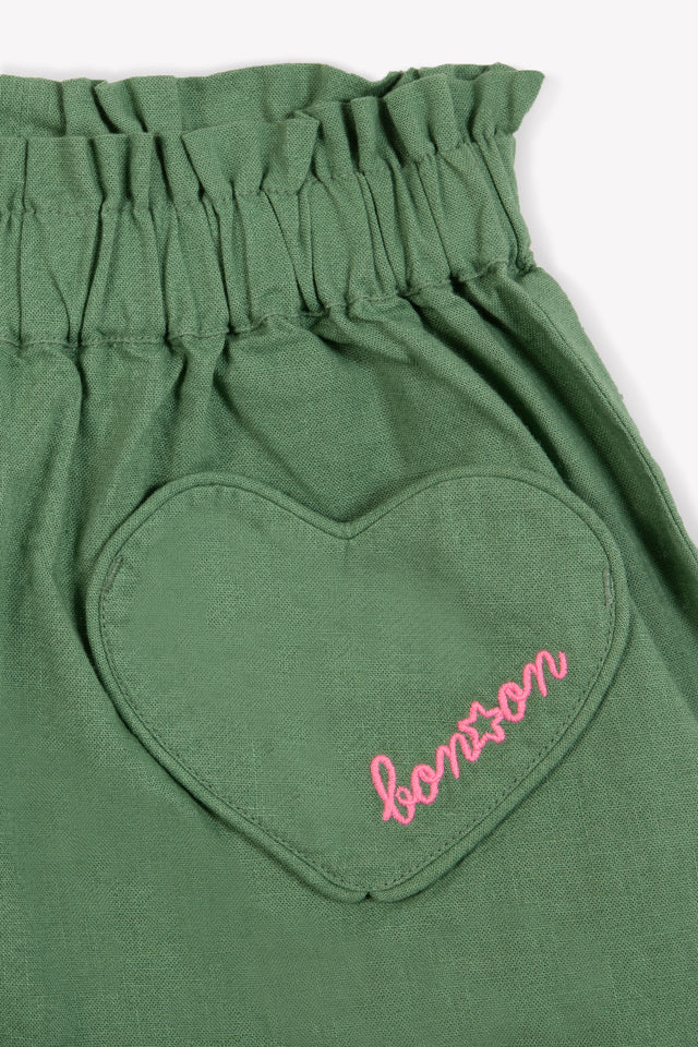 Short - Geek vert toile de coton et lin - Image alternative