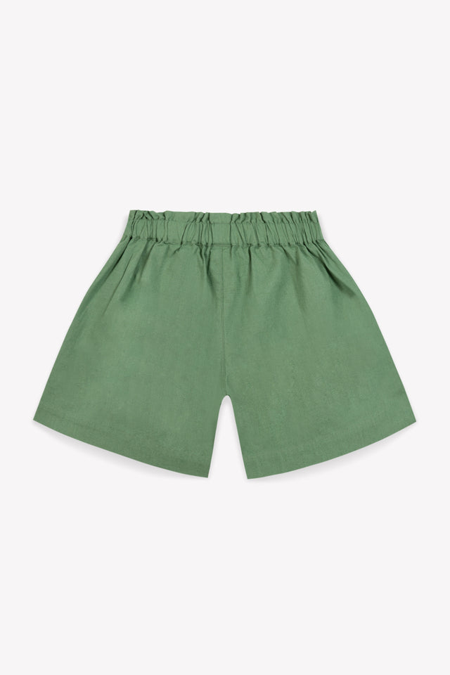 Short - Geek vert toile de coton et lin - Image principale