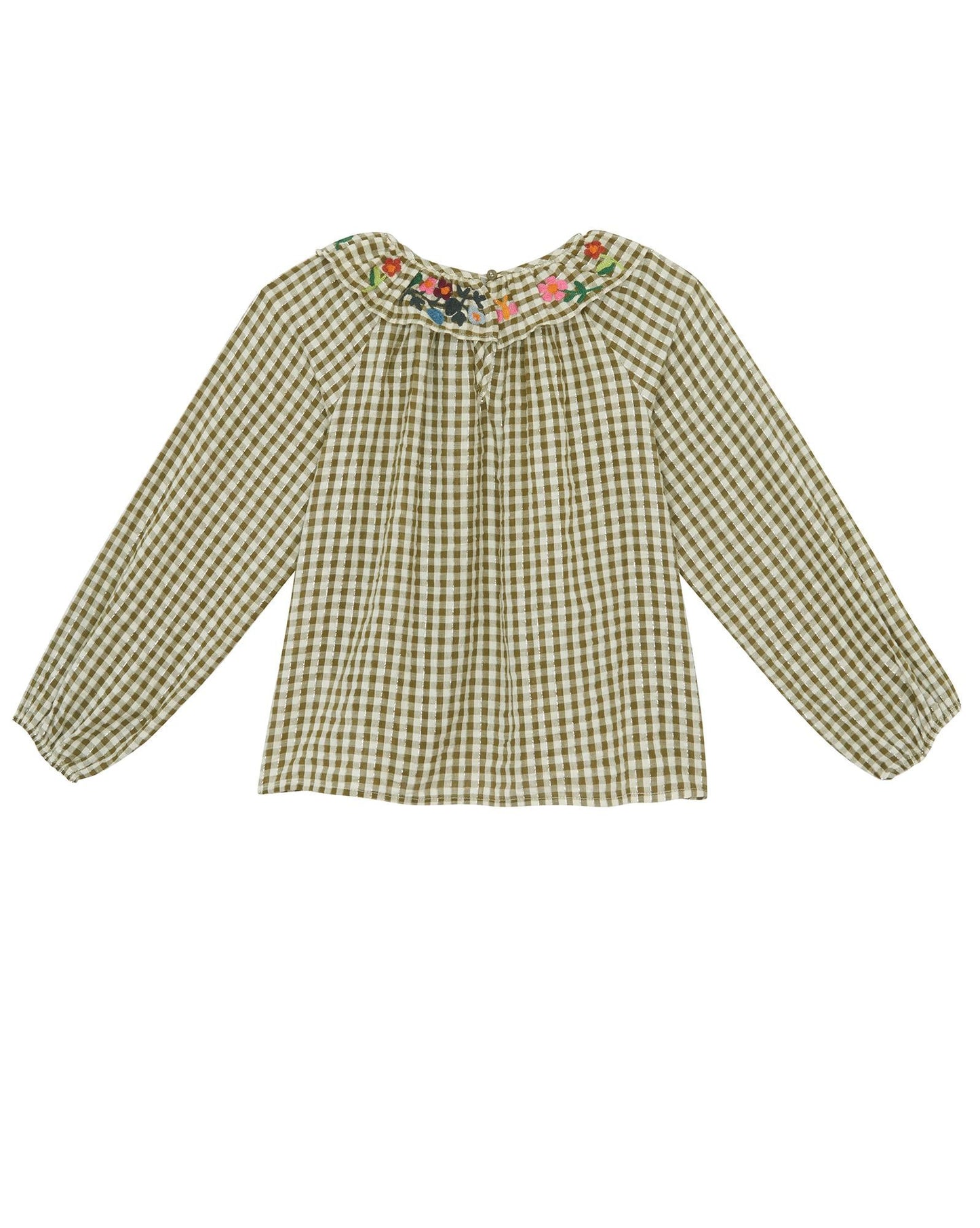 Blouse - Hange Green in lurex Print Two-tone gingham