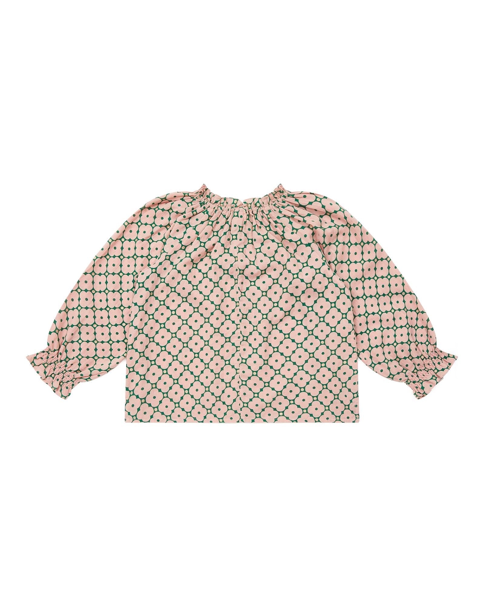Blouse Ficelle rose en coton imprimé géométrique