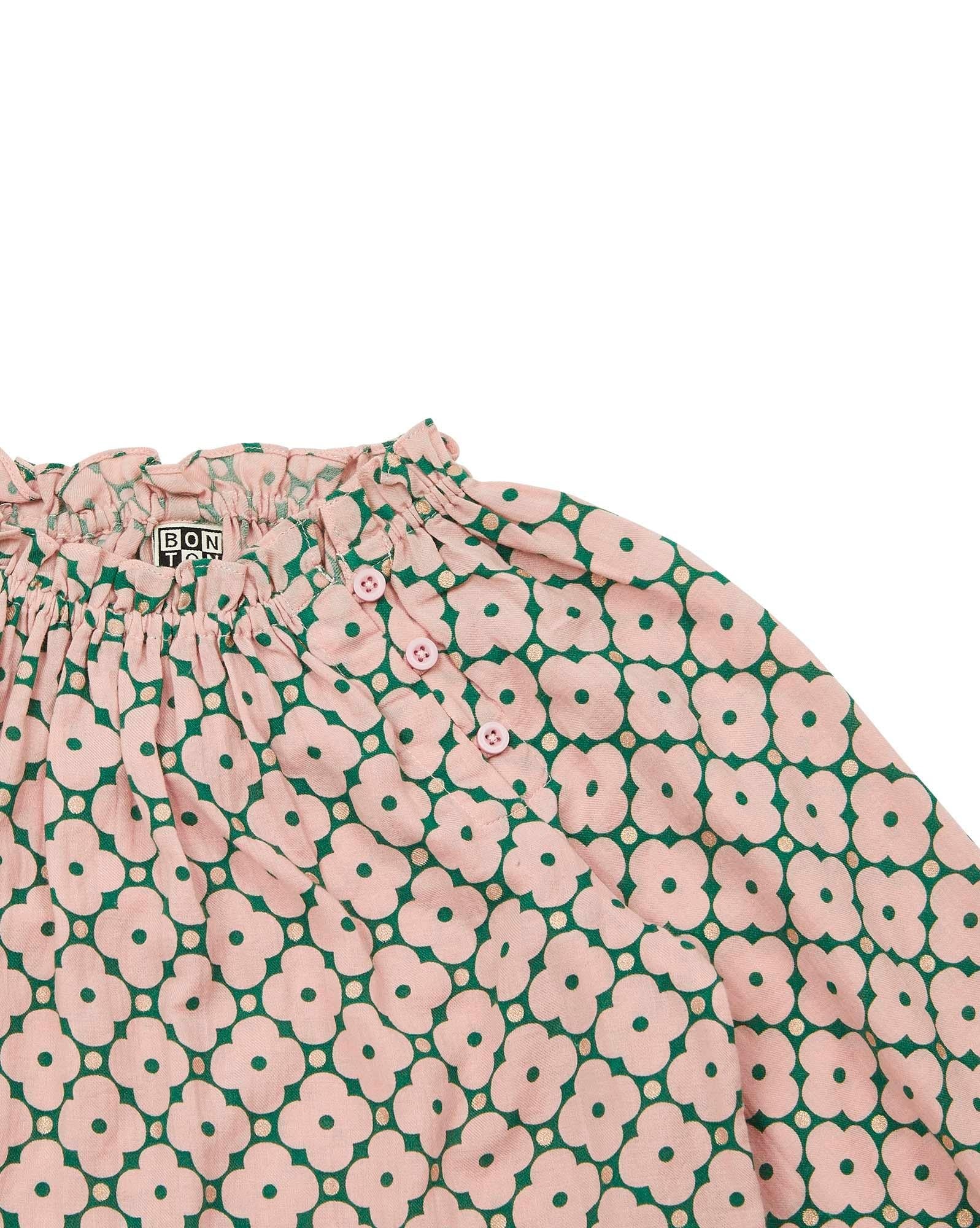 Blouse Ficelle rose en coton imprimé géométrique