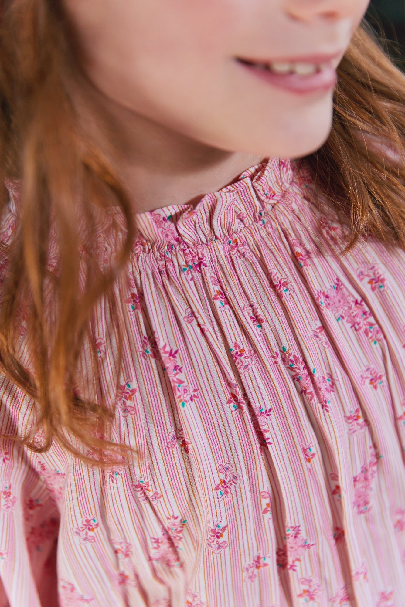 Blouse - string Pink Clear striped and flowery