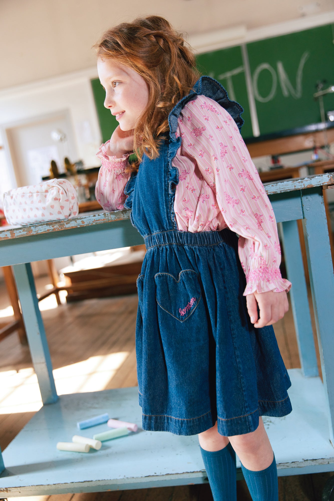 Blouse - string Pink Clear striped and flowery