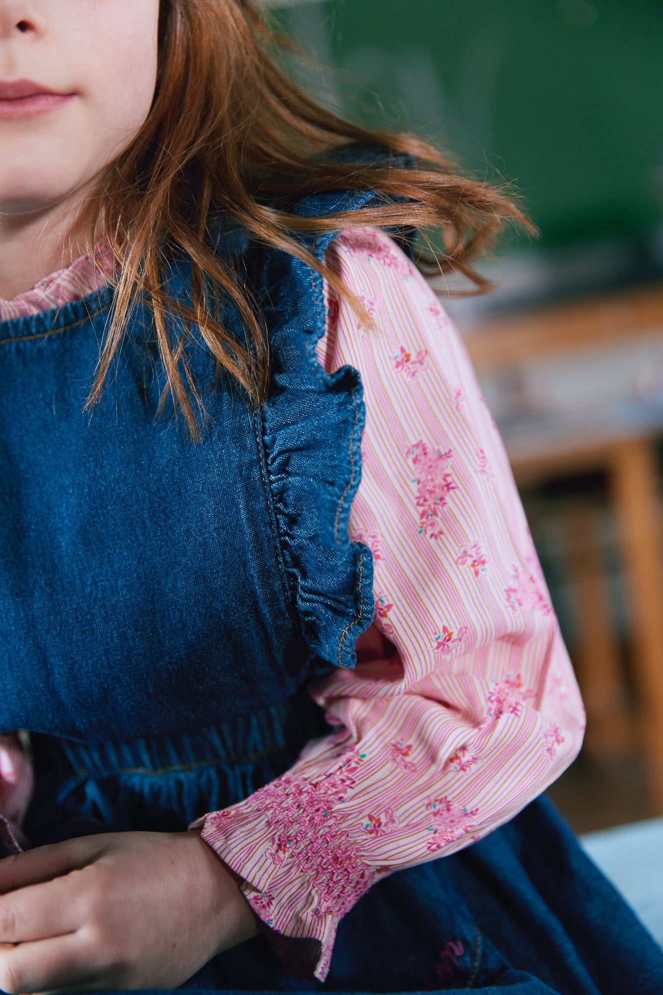 Blouse - string Pink Clear striped and flowery