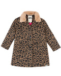 Manteau - Hilda marron en lainage imprimé léopard