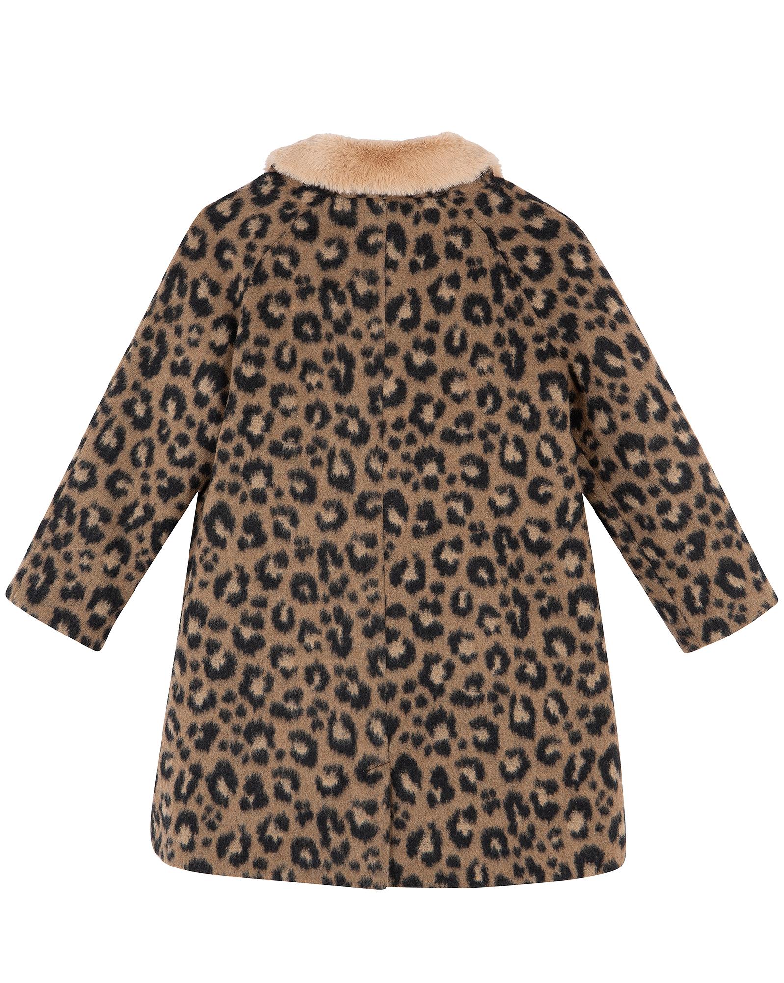 Manteau Hilda marron en lainage imprimé léopard