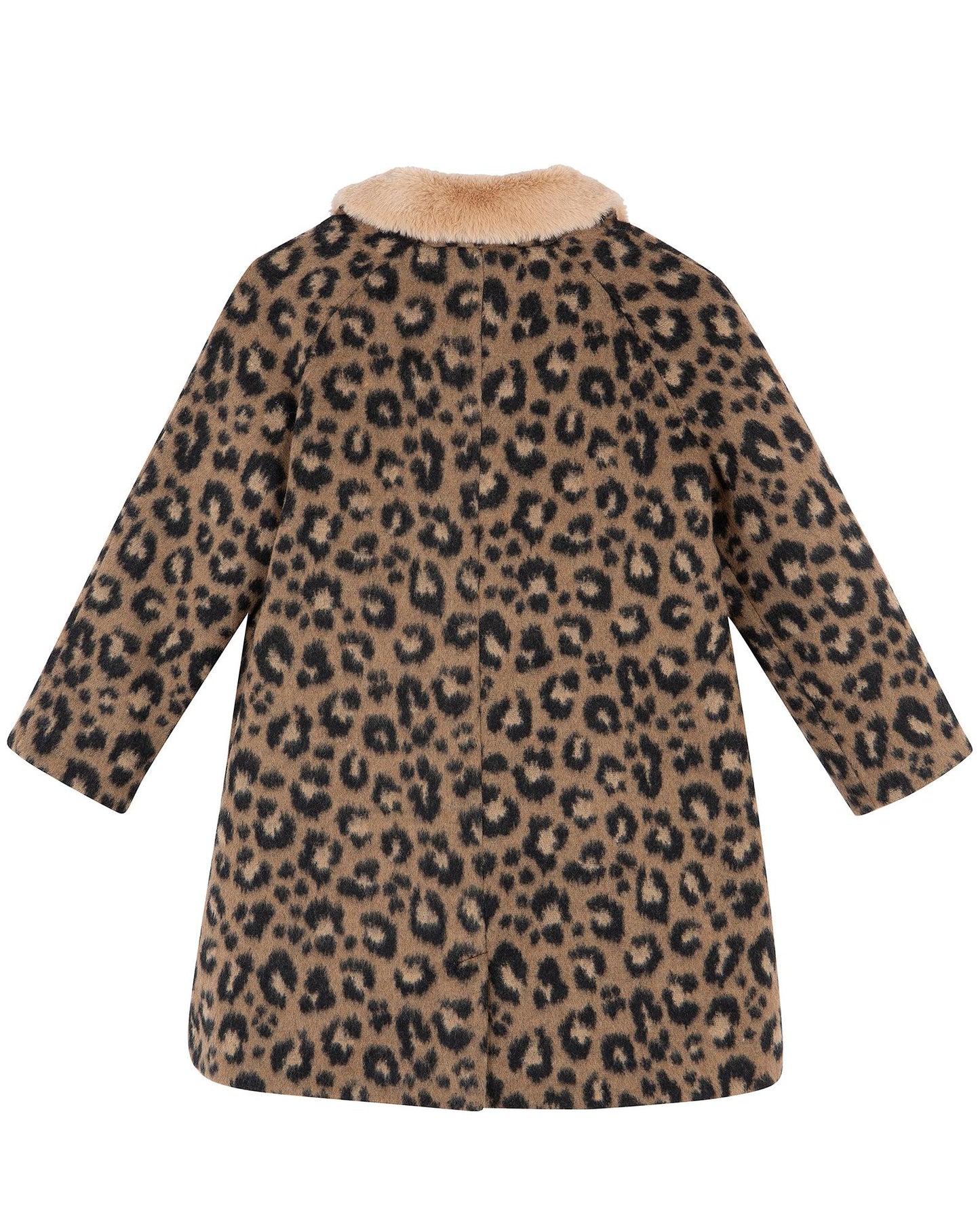 Manteau - Hilda marron en lainage imprimé léopard