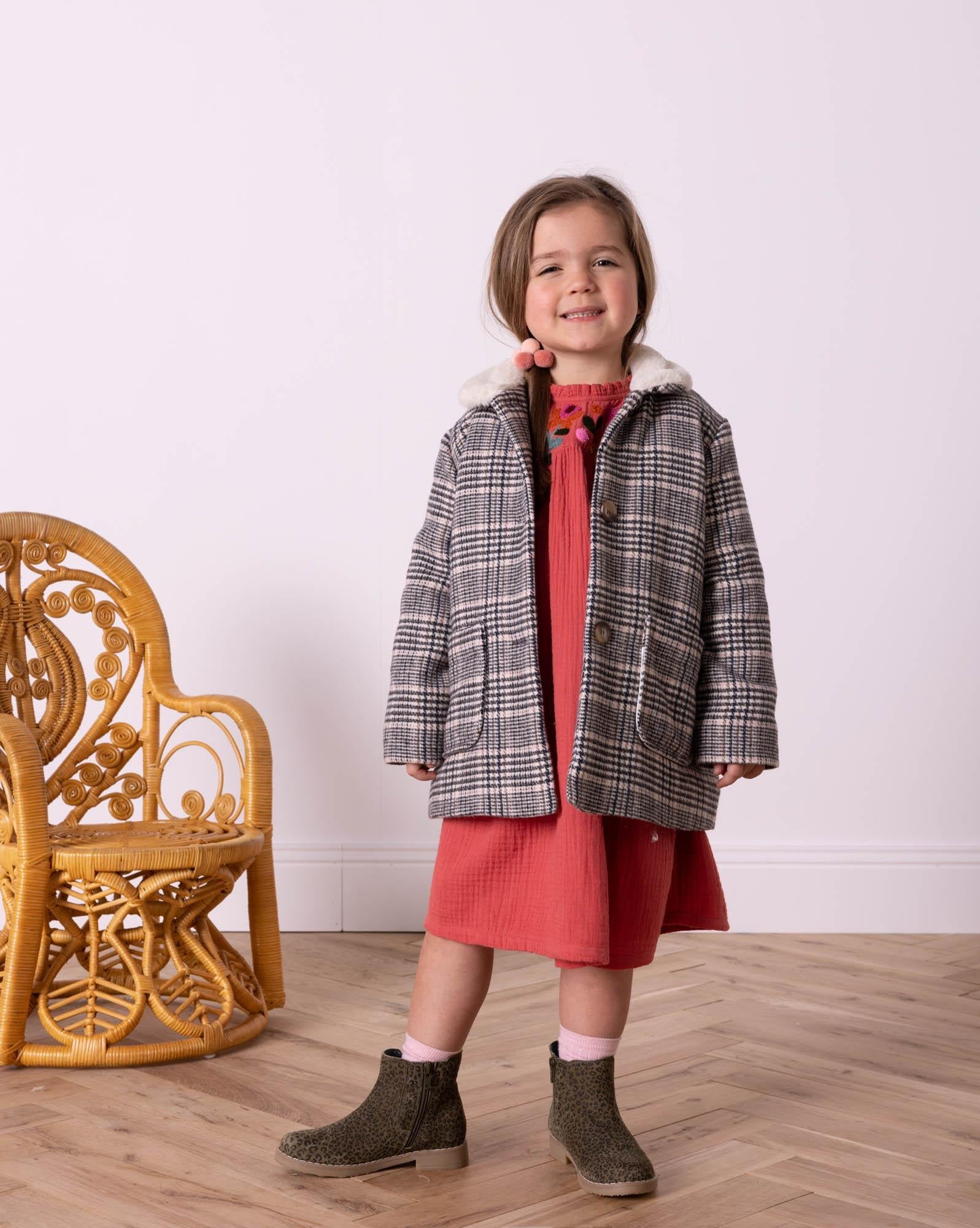 Manteau Suzanne rose en lainage