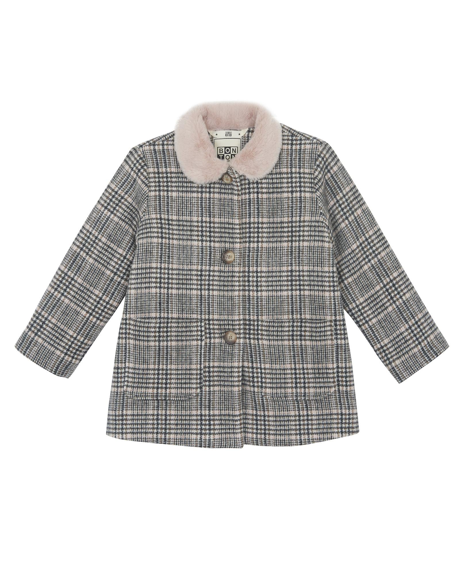 Manteau Suzanne rose en lainage