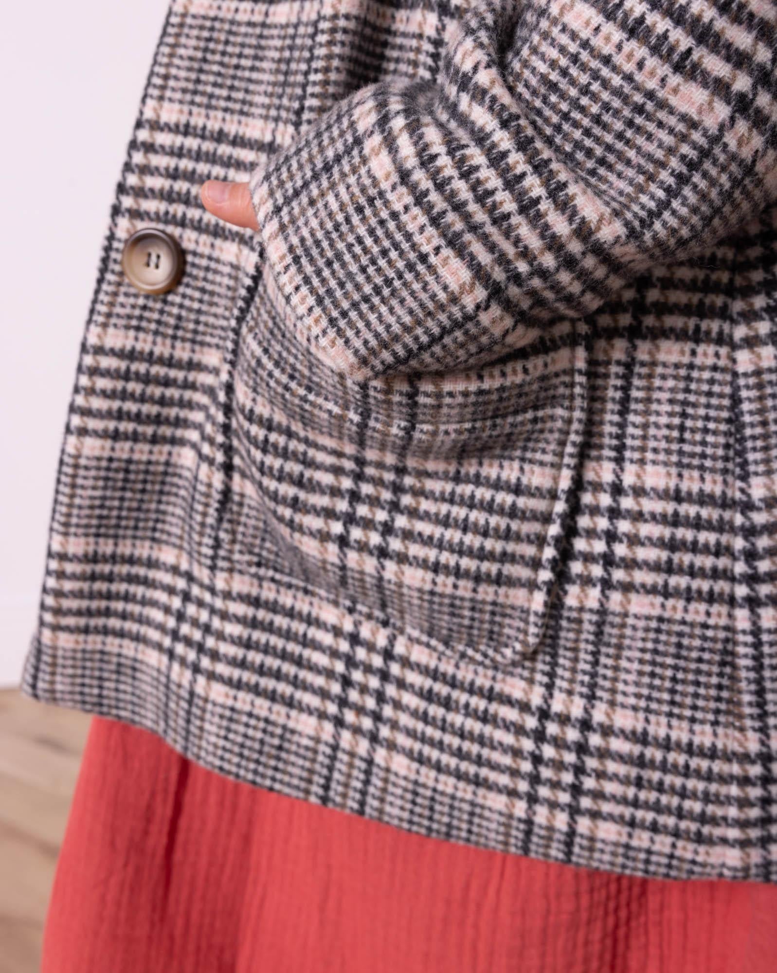 Manteau Suzanne rose en lainage